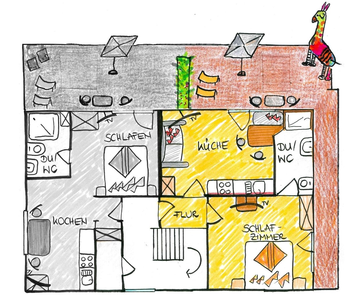 Grundriss Ferienwohnung 1 Layout Apartment 1
