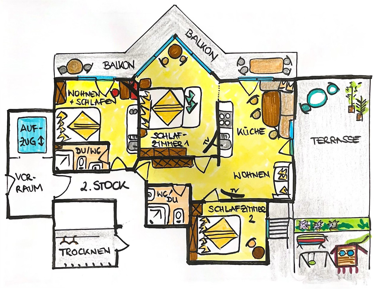 Grundriss Ferienwohnung 3 und 4